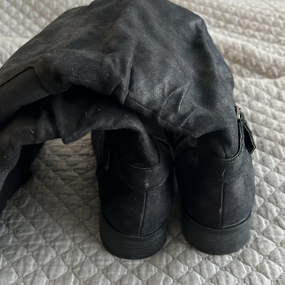 Mossimo faux suede black inside zipper tall boots moto boots Sz 10 - Picture 4 of 7
